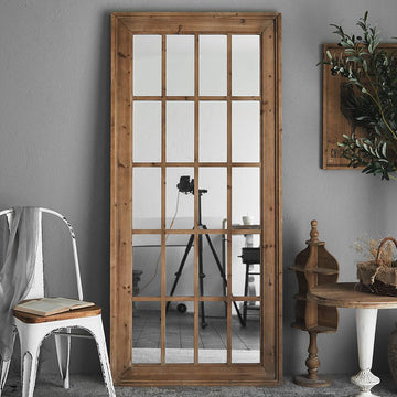 Farmhouse Full Length Mirror Wood Rectangle Floor Mirror